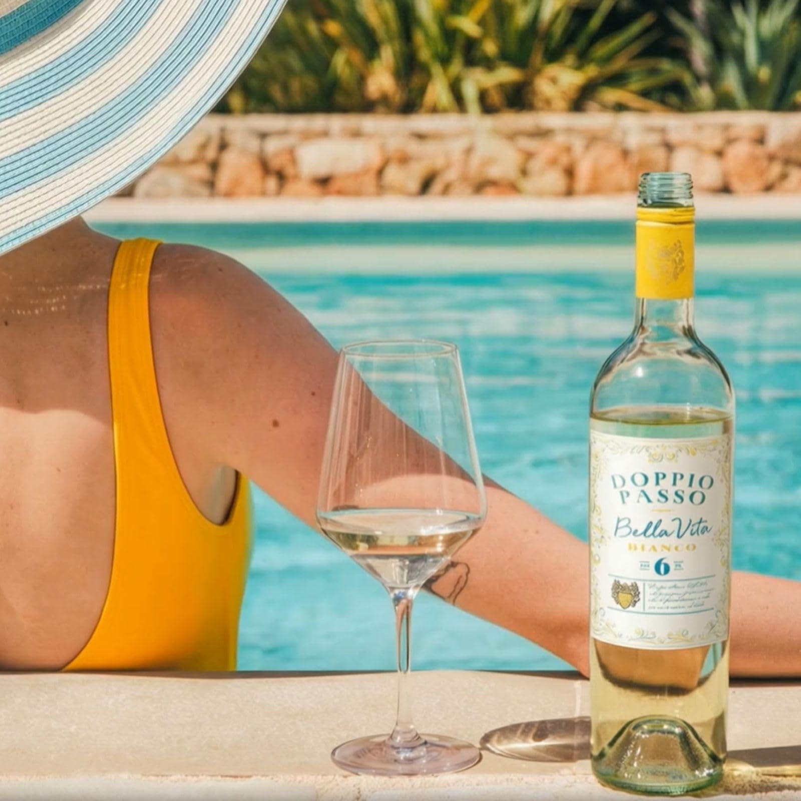 Doppio Passo Bella Vita Bianco 6x 0,75l - 6% Vol. | Italienischer Weißwein, harmonisch & leicht, teilweise entalkoholisiert, mit frischen Zitrus- & Birnennoten