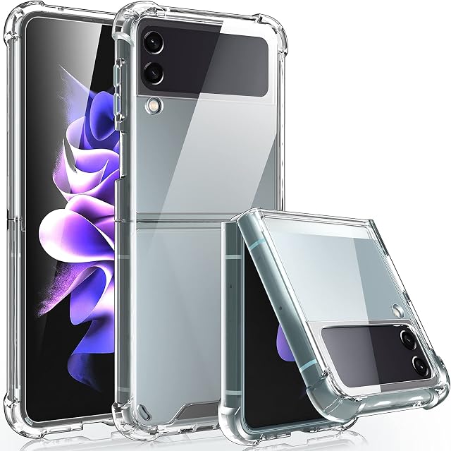 LK Case Samsung Galaxy Z Flip 3 5G, [Slim Thin] Shockproof Bumper Clear Case for Samsung Z Flip 3, Hard PC Back and Soft Bumper TPU Silicone Edge for Samsung Galaxy Z Flip3 Case 5G - Crystal Clear