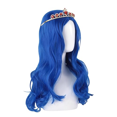 Miniatura 2 de KDLCY Evie - Disfraces de los descendientes para niñas, pelucas de cosplay para niñas, peluca de cosplay con corona para disfraces de Halloween y