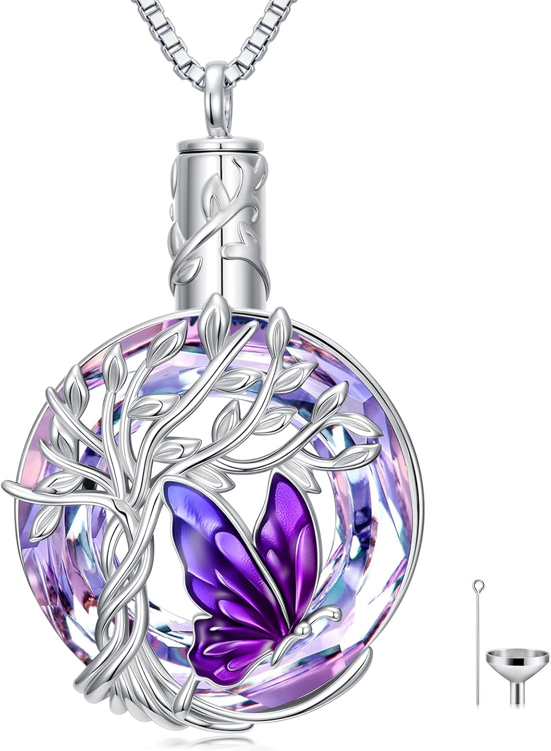 TOUPOP Butterfly Necklace for Women 925 Sterling Silver Tree of Life Butterflies Dragonfly Hummingbird Pendant Necklaces Crystal Jewelry Anniversary Christmas Birthday Gift for Her