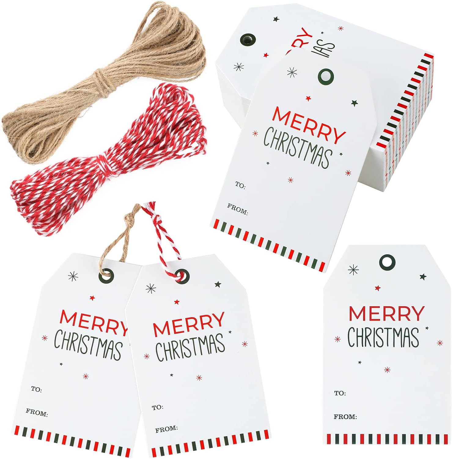 50 Pcs Christmas Gift Tags with String,Merry Christmas Tags,Paper Gift Tags for Gift Wrapping,Holiday Present Wrap Tags Christmas Design for Xmas Parties and Celebration - Image 2