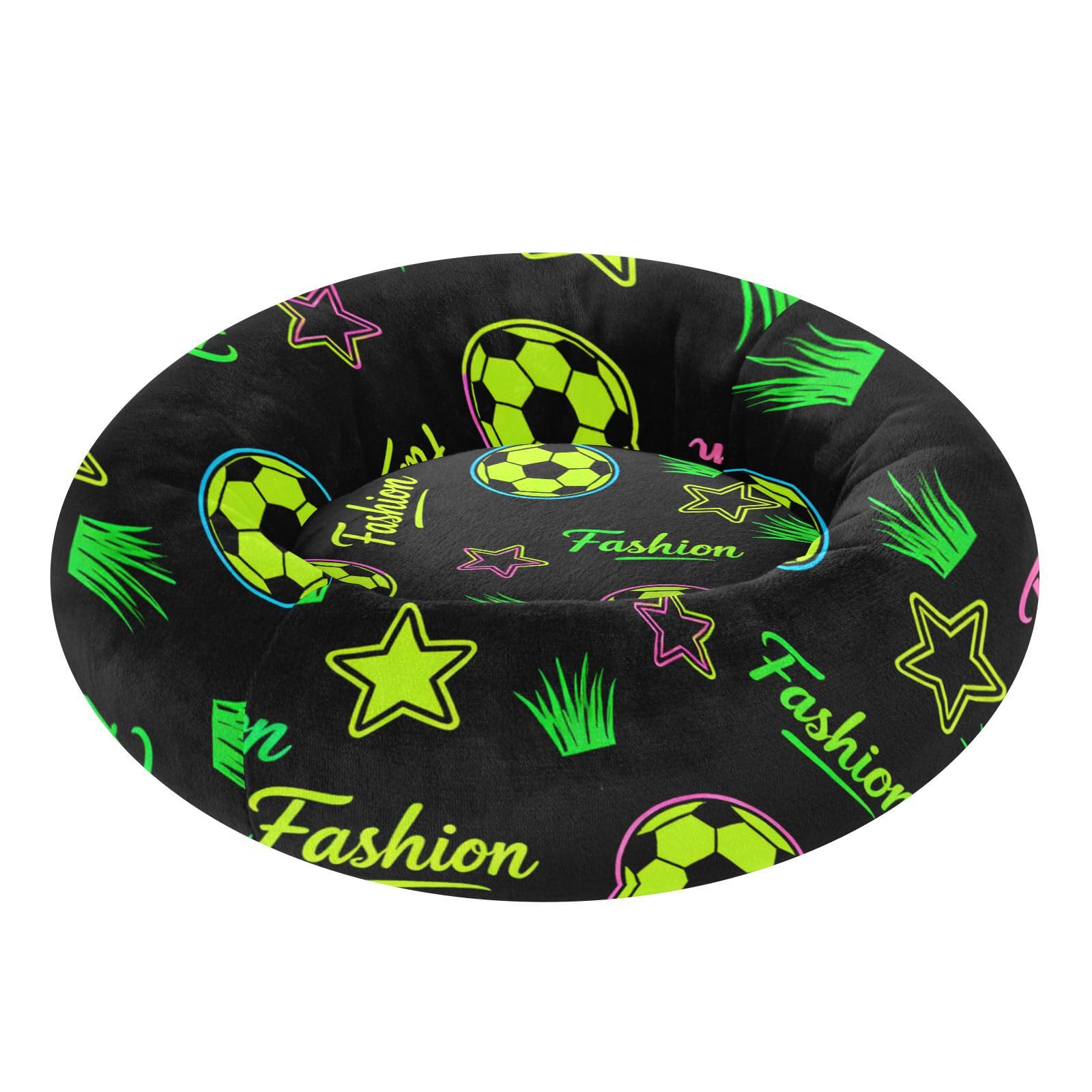 Lit chien football vert et noir taille M pour salon moderne