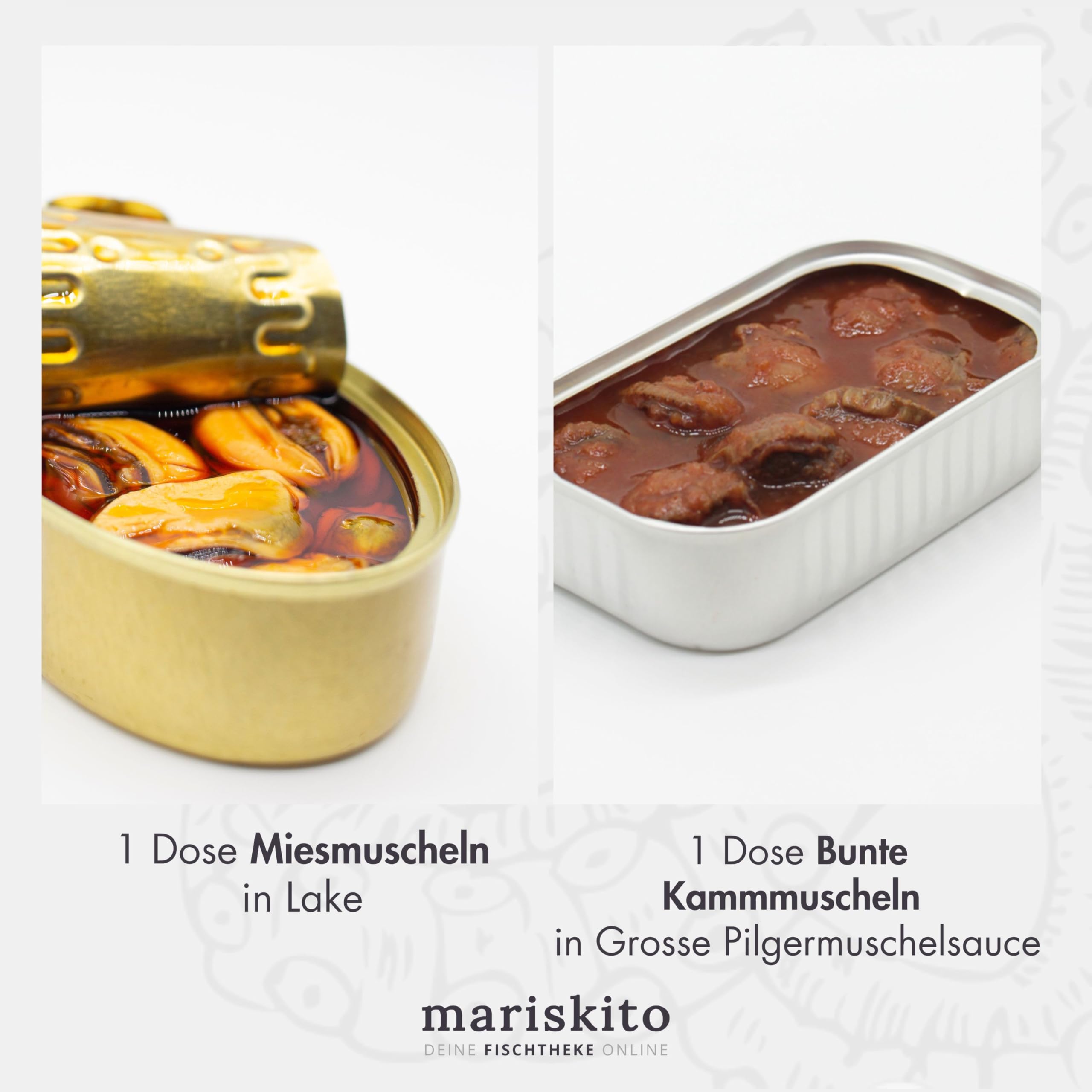 MARISKITO | Paket La Mar de Rico - 7 Gourmetkonserven - Dosen mit Galicischen Konserven - Geschenkkorb - Delikatessen-Produktset