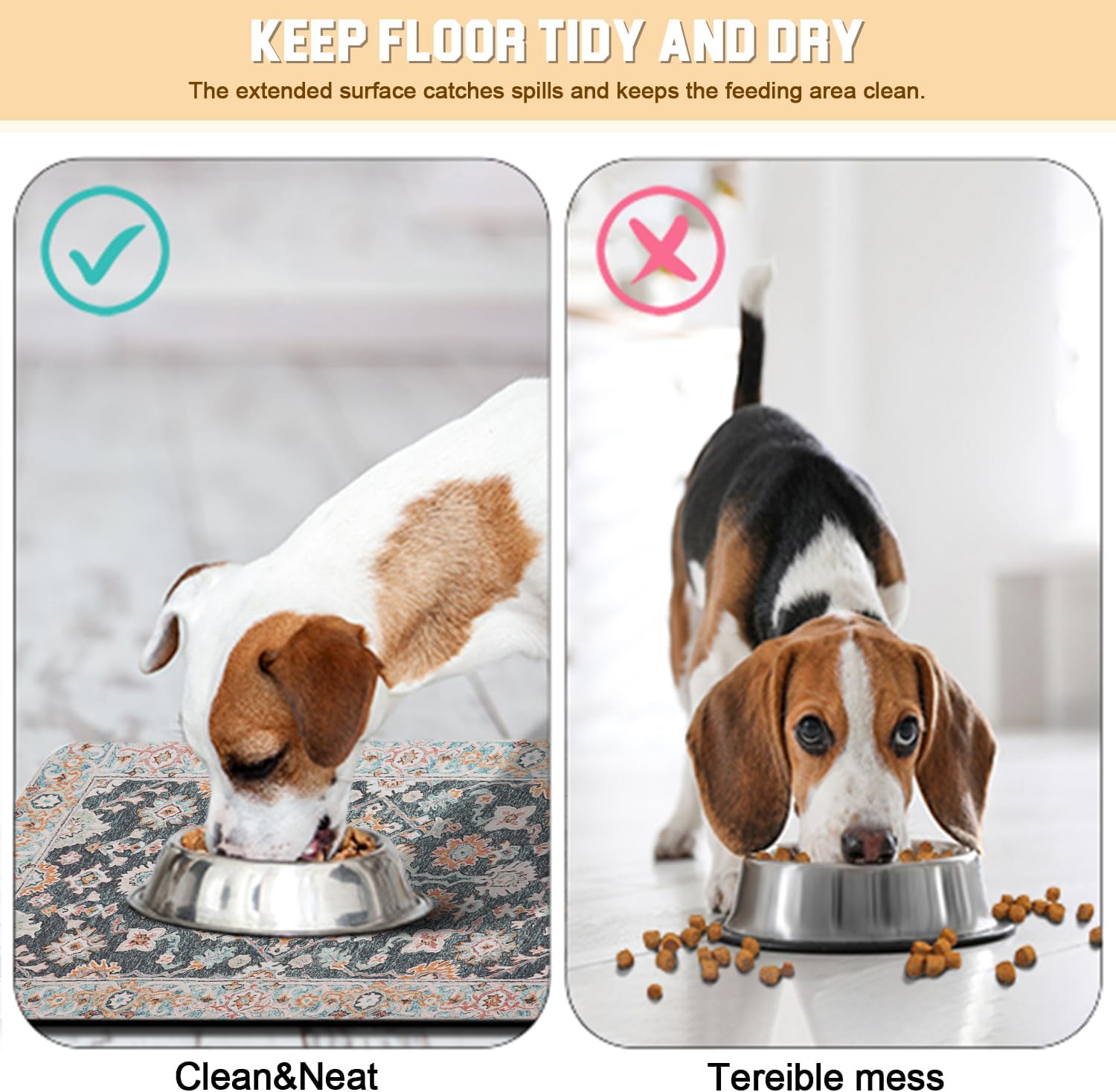 Dog Food Mat for Floors Waterproof Quick Dry Pet Placemat Cat Feeding Bowls Mats for Food and Water, Eco-Friendly Dog Accessories Diatomite Pets Supplies 16" X 24" image 3