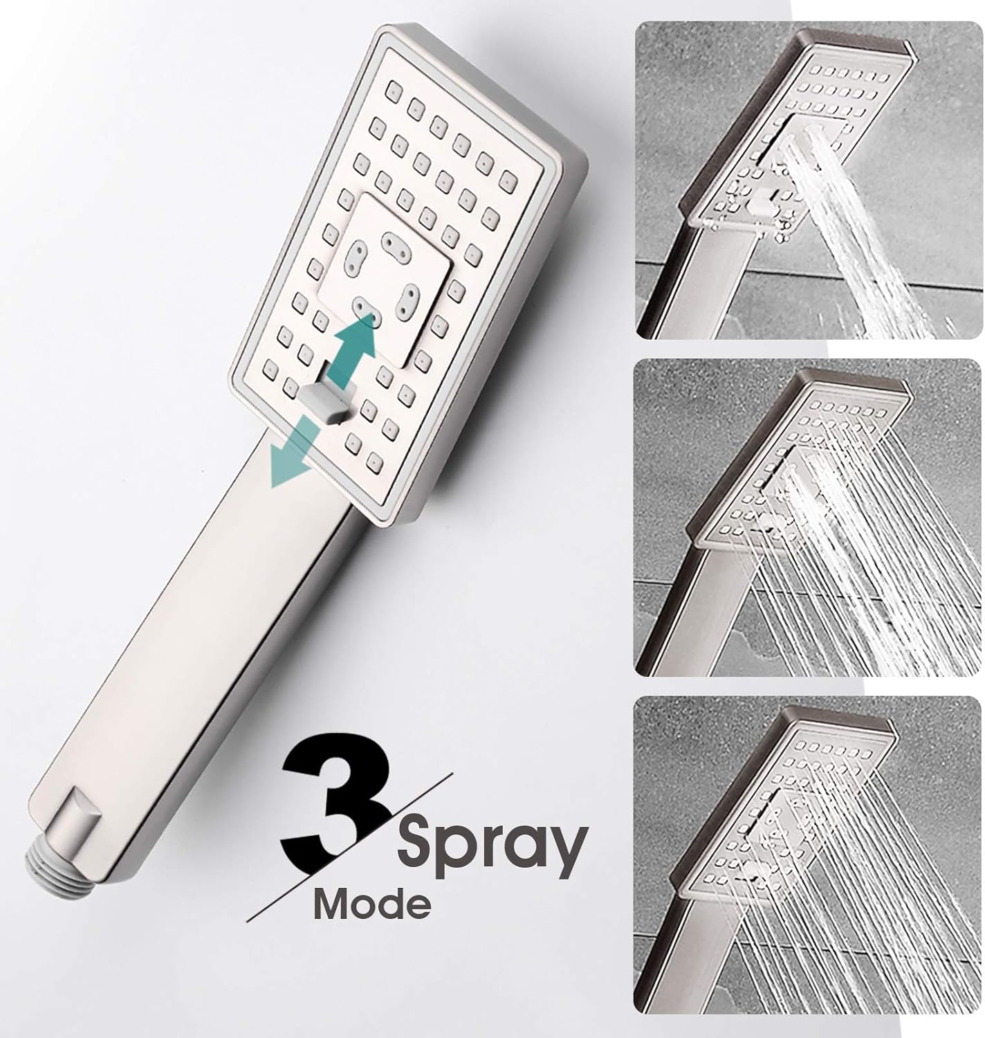 BRIGHT SHOWERS Handheld Shower Head Set and Matching Brass Shower Head Shut Off Valve with Handle Lever