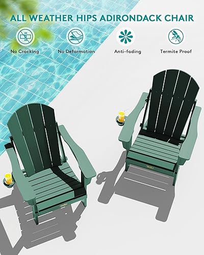 Miniatura 75 de SERWALL - Silla plegable Adirondack para patio, jardín, exterior, resistente a la intemperie, sillas para hoguera, color naranja