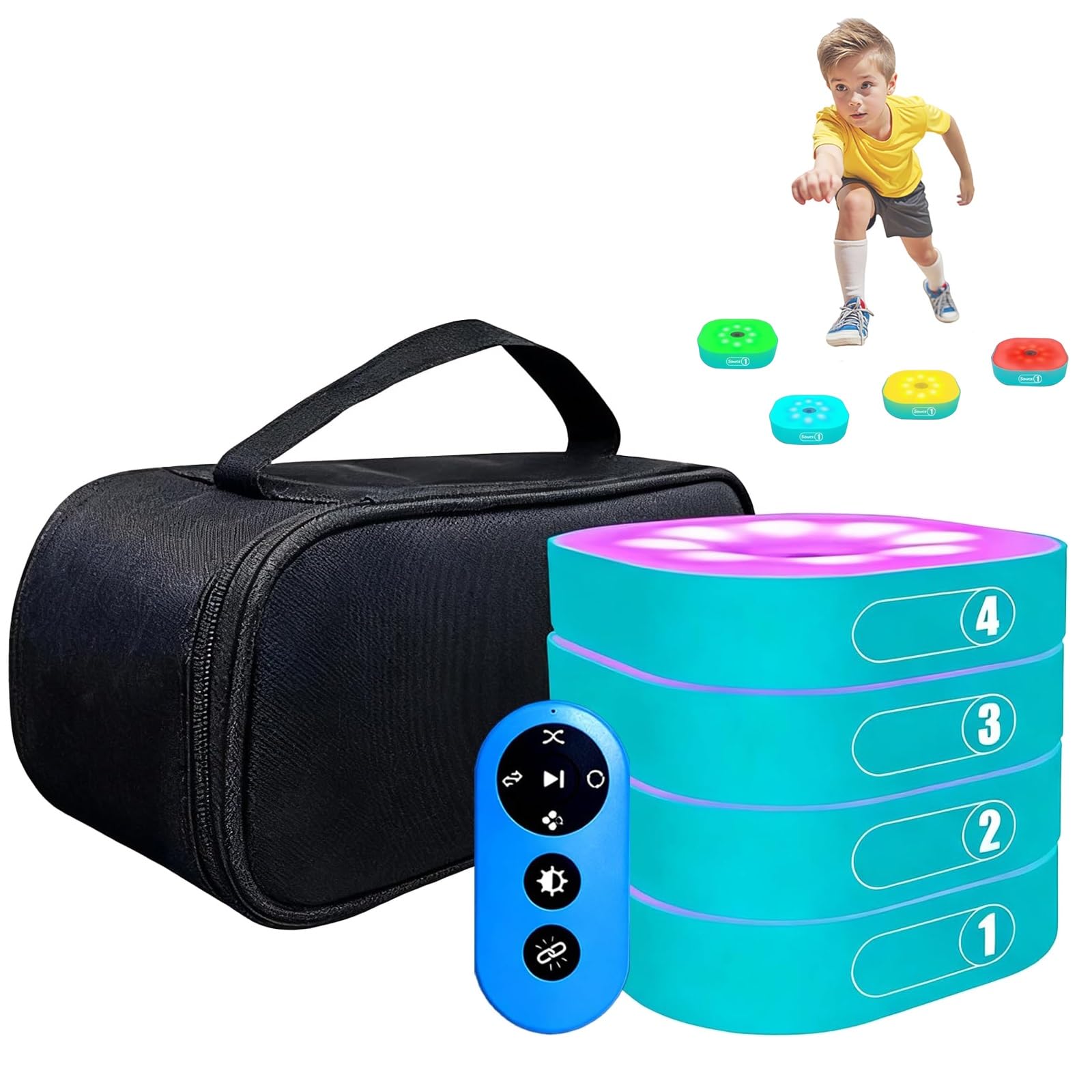 Reaction Training Lights - Attrezzatura per l'allenamento dell'agilità con telecomando, 4 modalità, allenamento Speed Boxing e calcio, migliora la coordinazione occhio-mano per sport e fitness