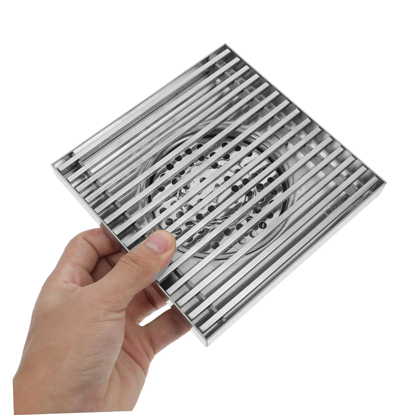 SHINEOFI Desagüe de Suelo de Acero Inoxidable para Patio Grande Cuadrado para Baño Colector de Pelo Rejilla de Ducha Kit de Desagüe de Plato de Ducha