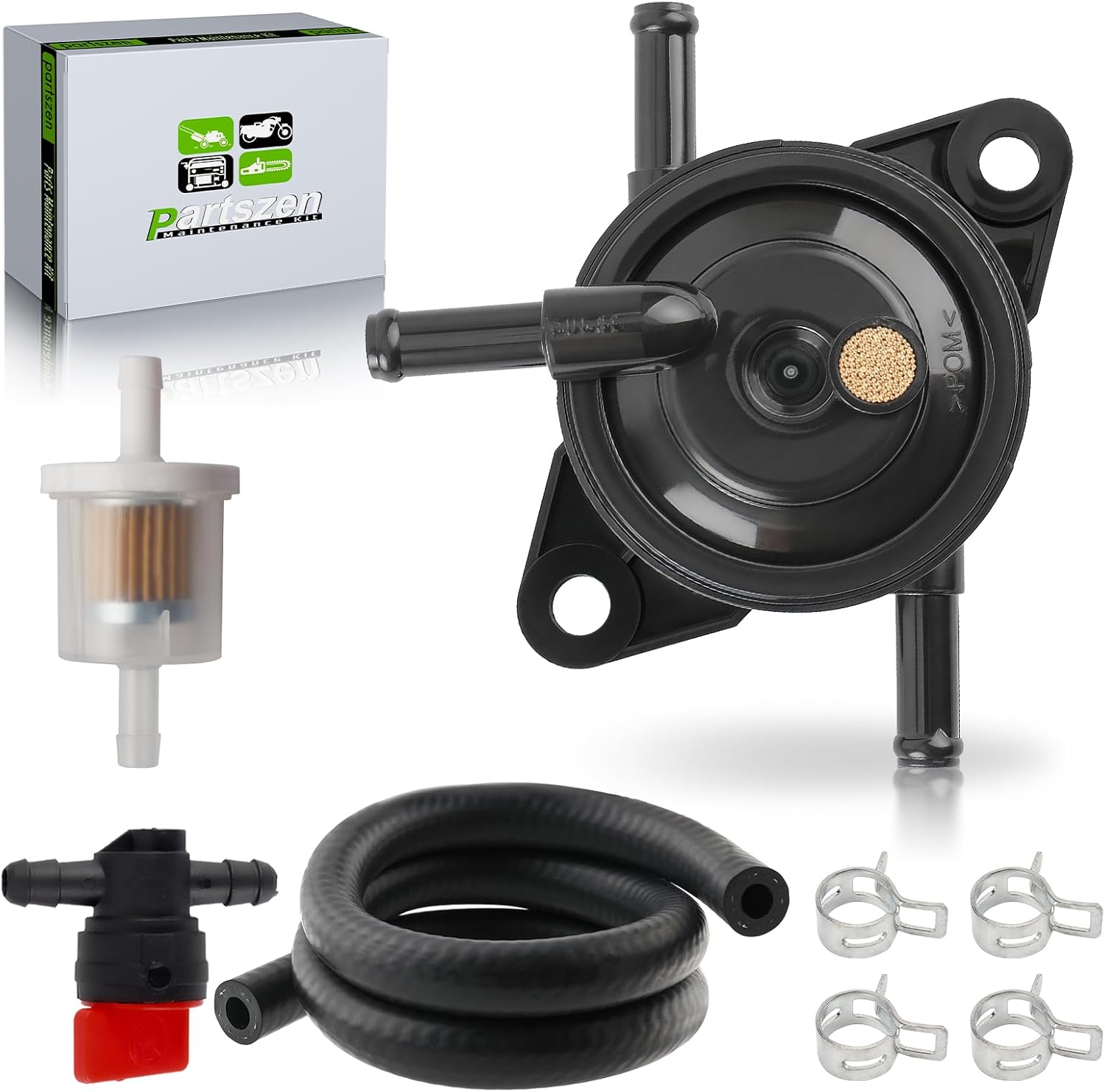 49040-0770 Fuel Pump with Filter Hose Shut-off Valve Fit for Kawasaki FR/FS/FX FR541V FR600V FR651V FR691V FR730V FS481V FS541V FS600V FS651V FS691V FS730V Engine