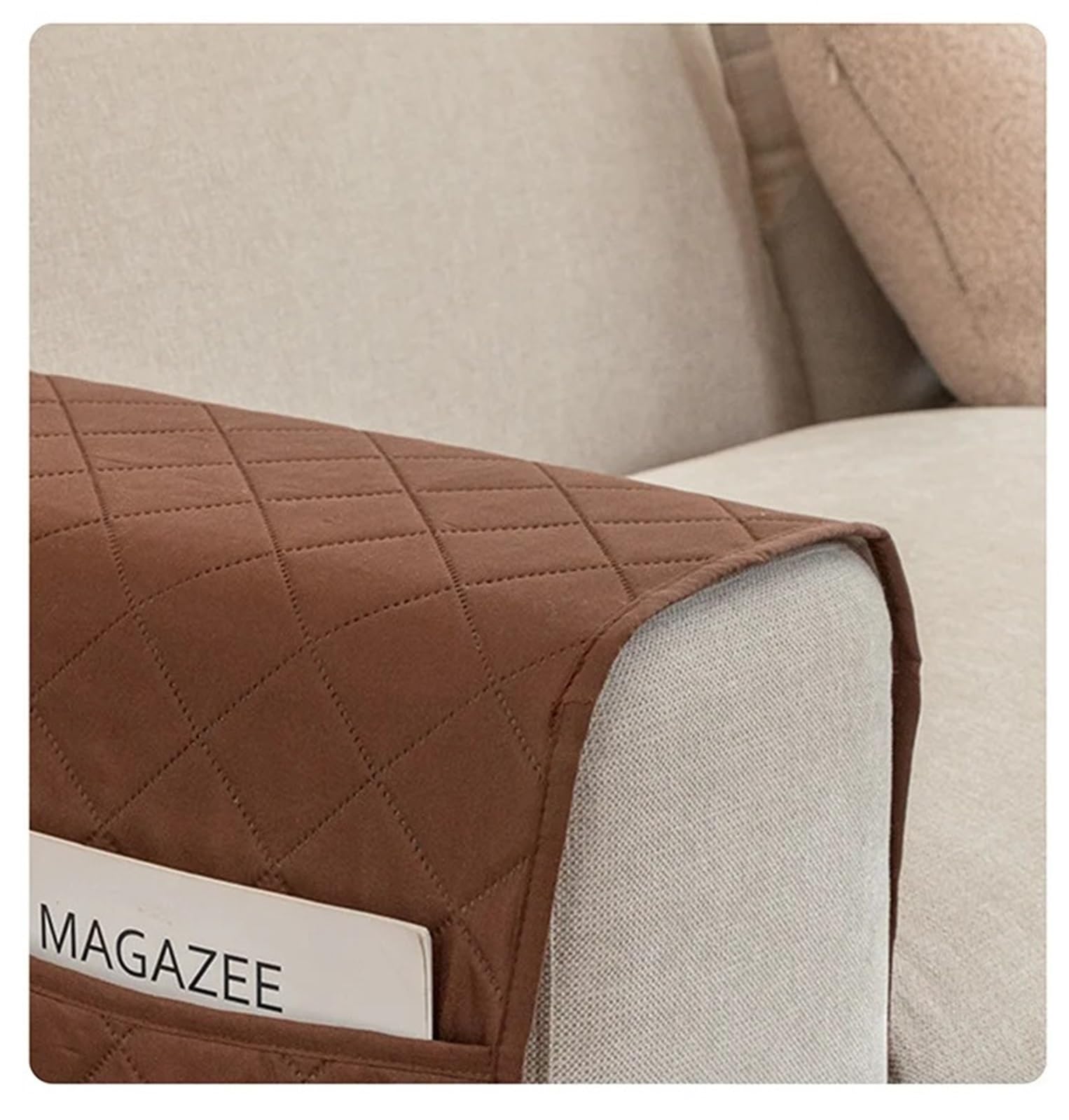 Sillón Caddy for sofá, Soporte de Control Remoto, reposabrazos reclinable, Organizador Antideslizante con Bolsillo Almacenamiento for Revista y Tableta para Sofá(Coffee)