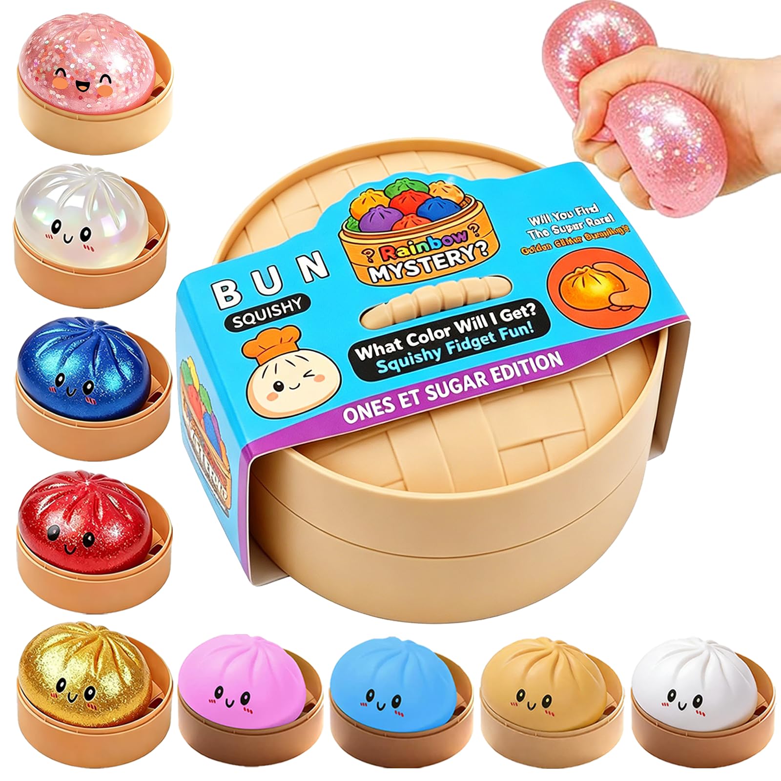 Gustaem Crazy Fun Viral Squishy, Galaxy Edition, Slow Rise Bao Bun Blind Box Fidget Toy in Steamer, 10cm Sensory Squishy, Find the Rare Galaxy Dumpling, Stress Relief Toy for Teens and Adults