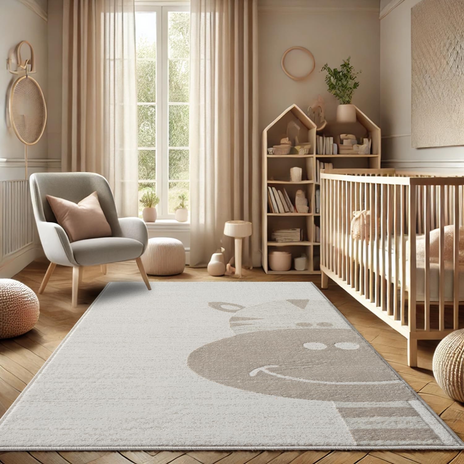 Tapis pour chambre d'enfant Ria en coton doux - Modèle rectangulaire payé