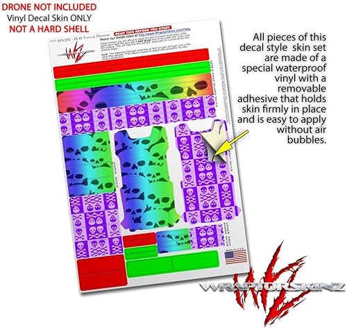 Miniatura 4 de Skin Decal Wrap 2 Pack for DJI Ryze Tello Drone Rainbow Skull Collection Drone NOT Included