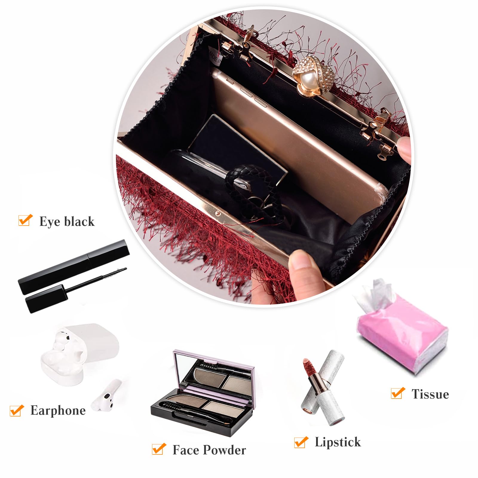 CORIOS Borsetta da Sera con Nappina Donna Strass Clutch Pochette Piccola con Catena Scintillante Elegante a Tracolla Sposa Perle a Spalla Verde Scuro