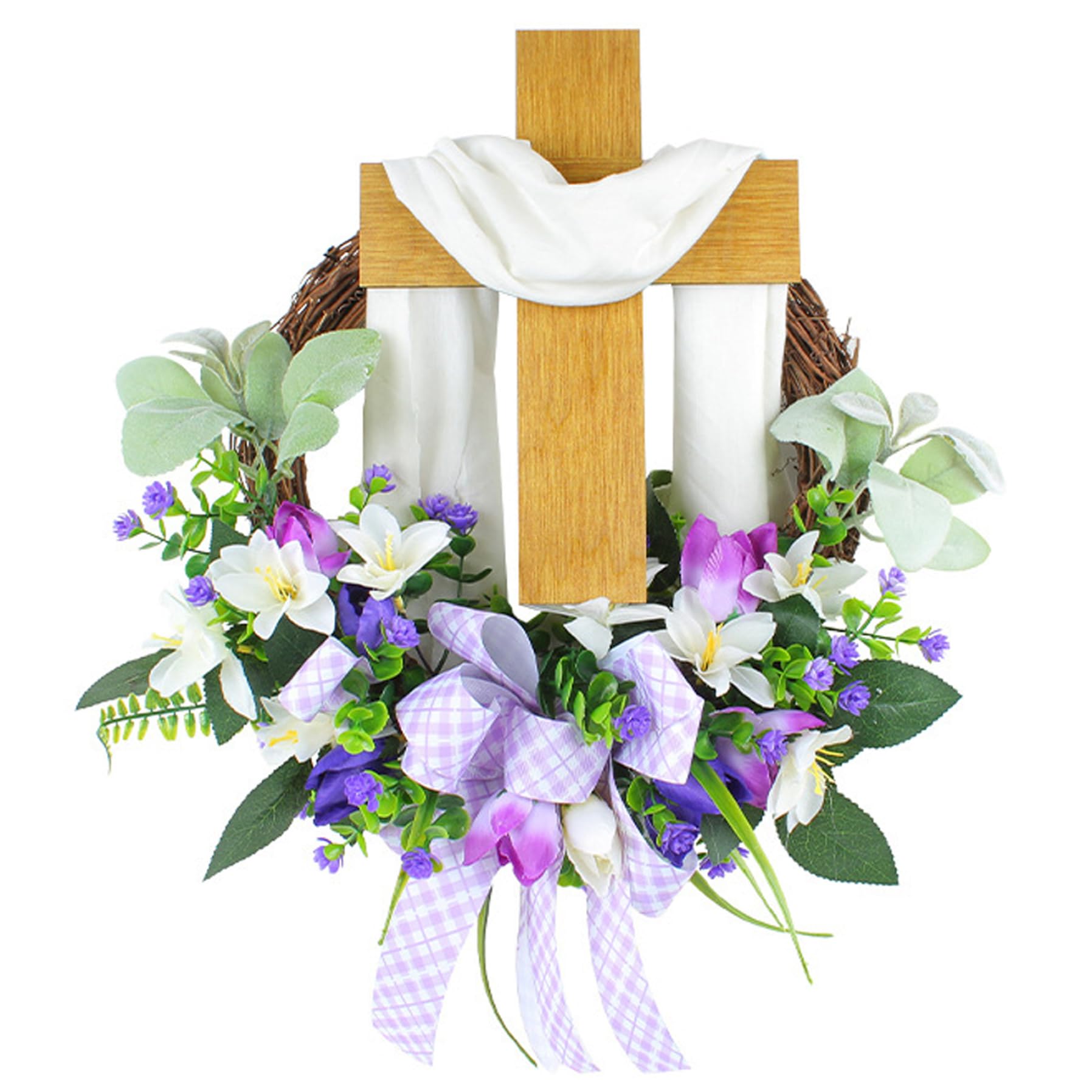 Cintre religieux de Pâques avec couronne croix pour décoration murale chrétienne
