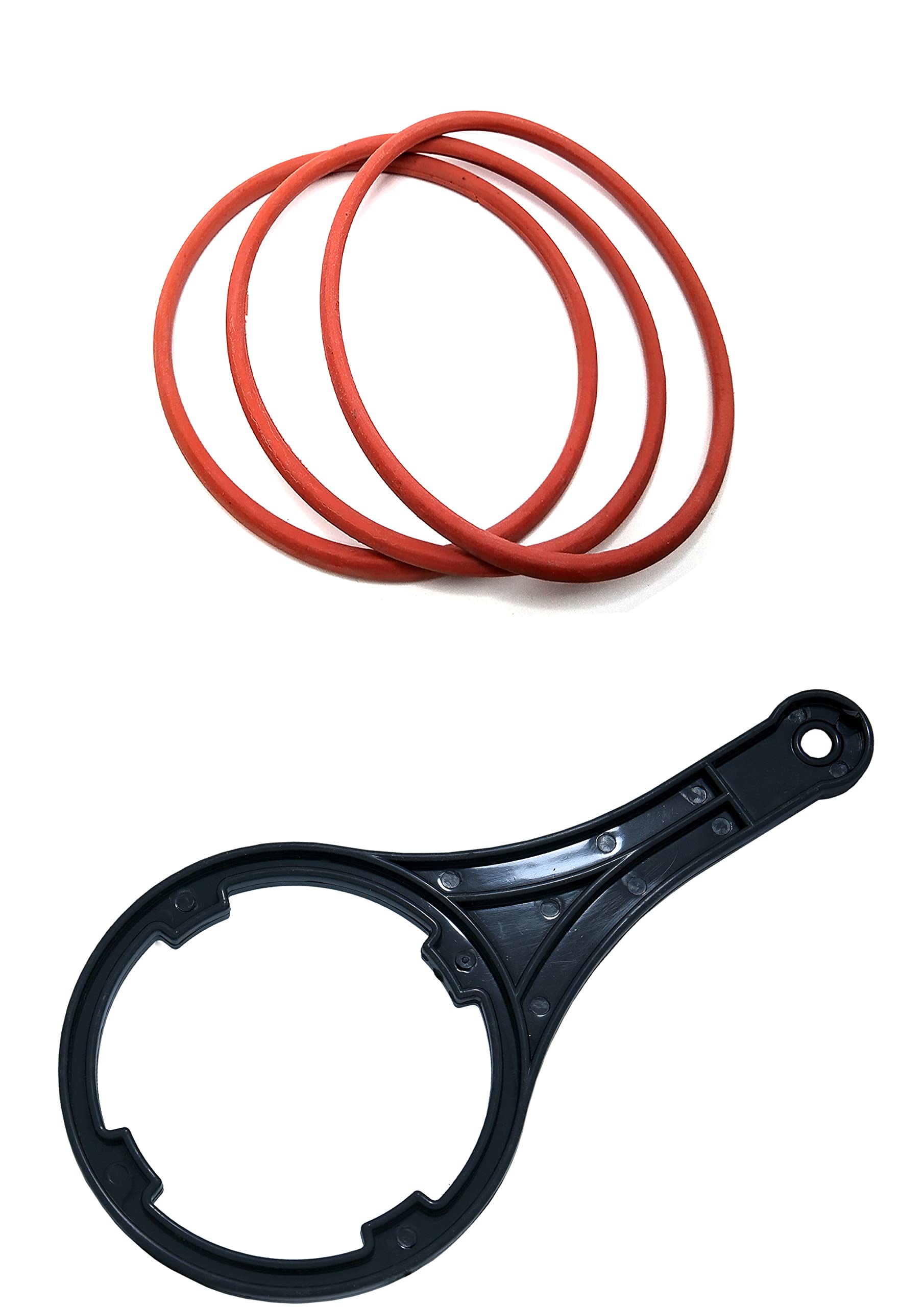 BIOWAY 10'' Bowl O Ring RED 3PCS with Spanner / Wrench Suitable with Most of PRE Filter Bowl HOUSING
