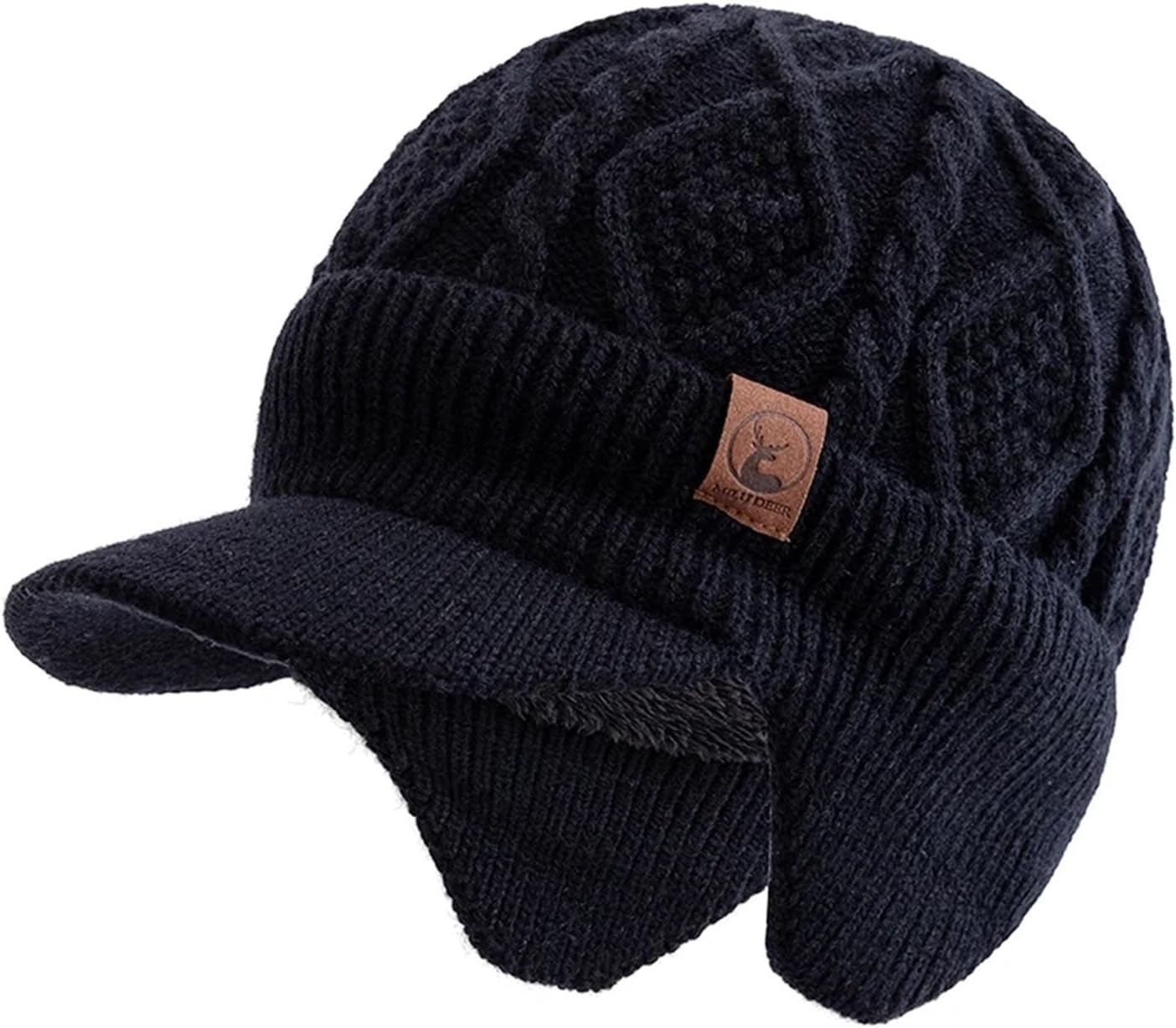1pc Unisex Winter Hat Plush Fur Lined Warm Ear Flap Cap Stylish Soft Hat Outdoor Thick Ski Sport Knitted