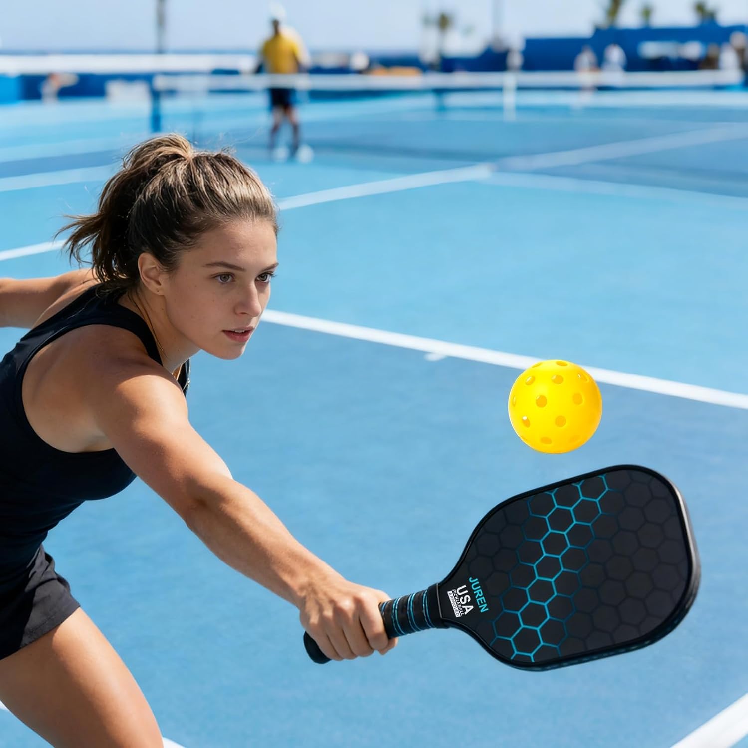 Pickleball Paddles Set of 2/4, Lightweight Pickleball Rackets, Durable Fiberglass Surface with Polypropylene Honeycomb Core，Ideal Pickleball Training Equipment and Carry Bag