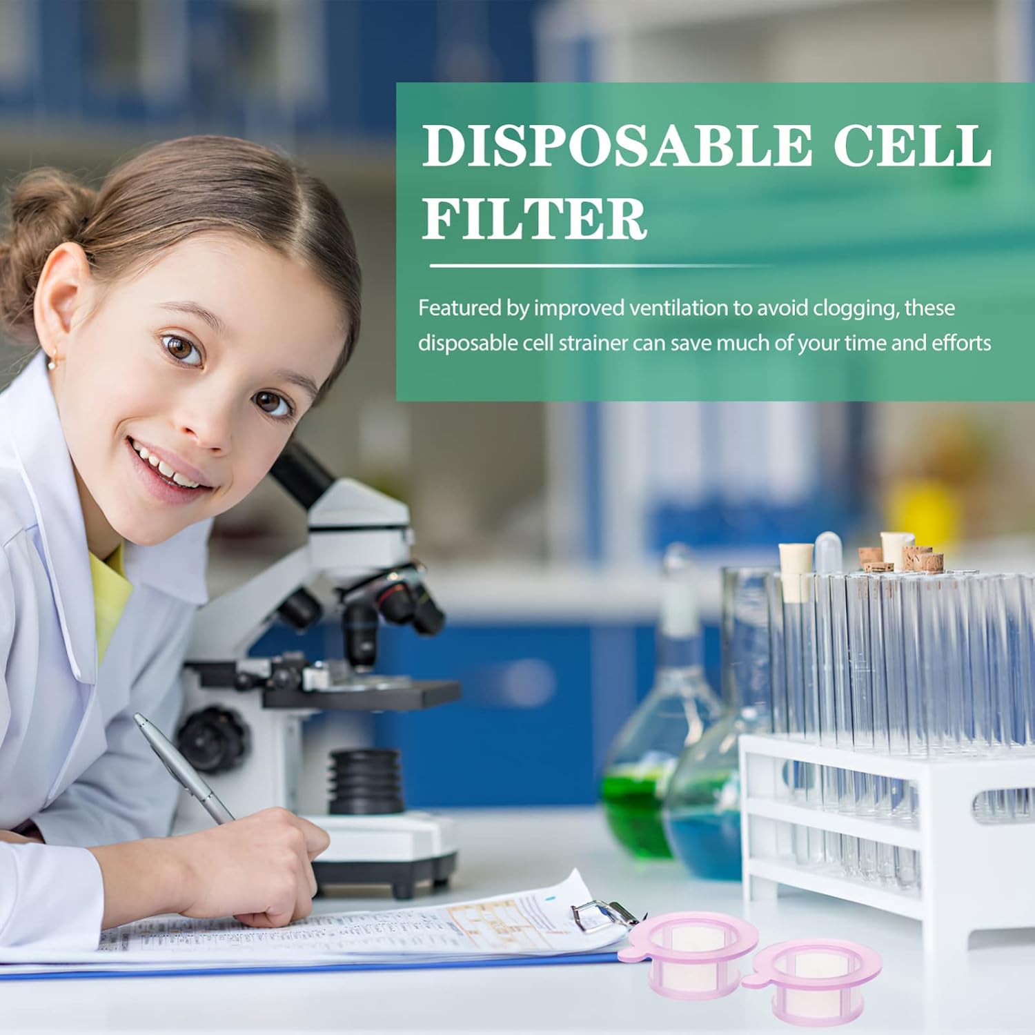 ULTECHNOVO Lab Cell Strainer, 2pcs Cell Strainer 40? Disposable Cell Filters Laboratory Experiment Test Cell Sieve