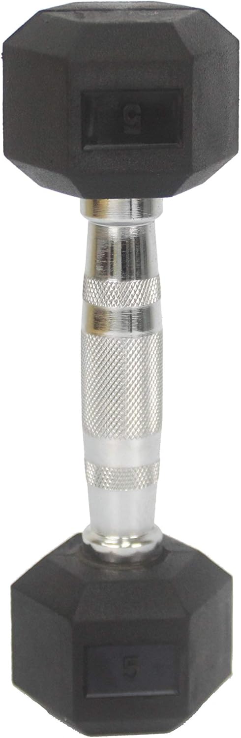 FixtureDisplays® Rubber Dumbbell in Pair - with Metal Handles Pair of Two 5 lbs Dumbbells 15187