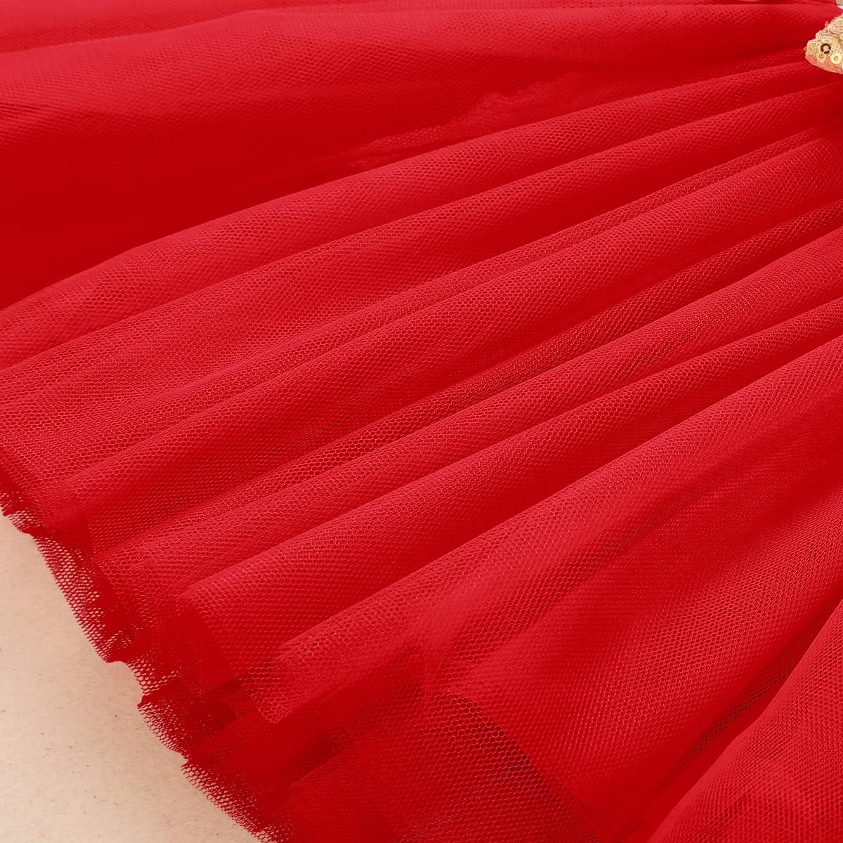 ODASDO Baby Girl Toddler Kids 1st / 2nd / 3rd Birthday Party Dress Short Sleeve Princess Tulle Dress with Headband - Image 6