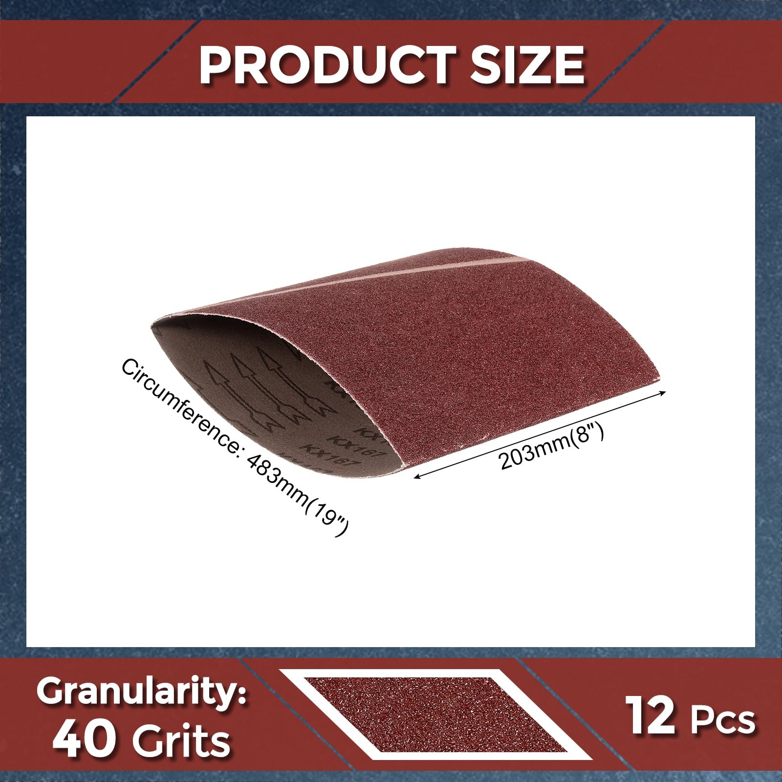 Kozelo 5 Pcs Sanding Belts 203mm x 483mm 40 Grit Aluminum Oxide Abrasive Sandpaper for Belt Sander Metal Grinding Wood Working Weld Rust Removal - Image 2