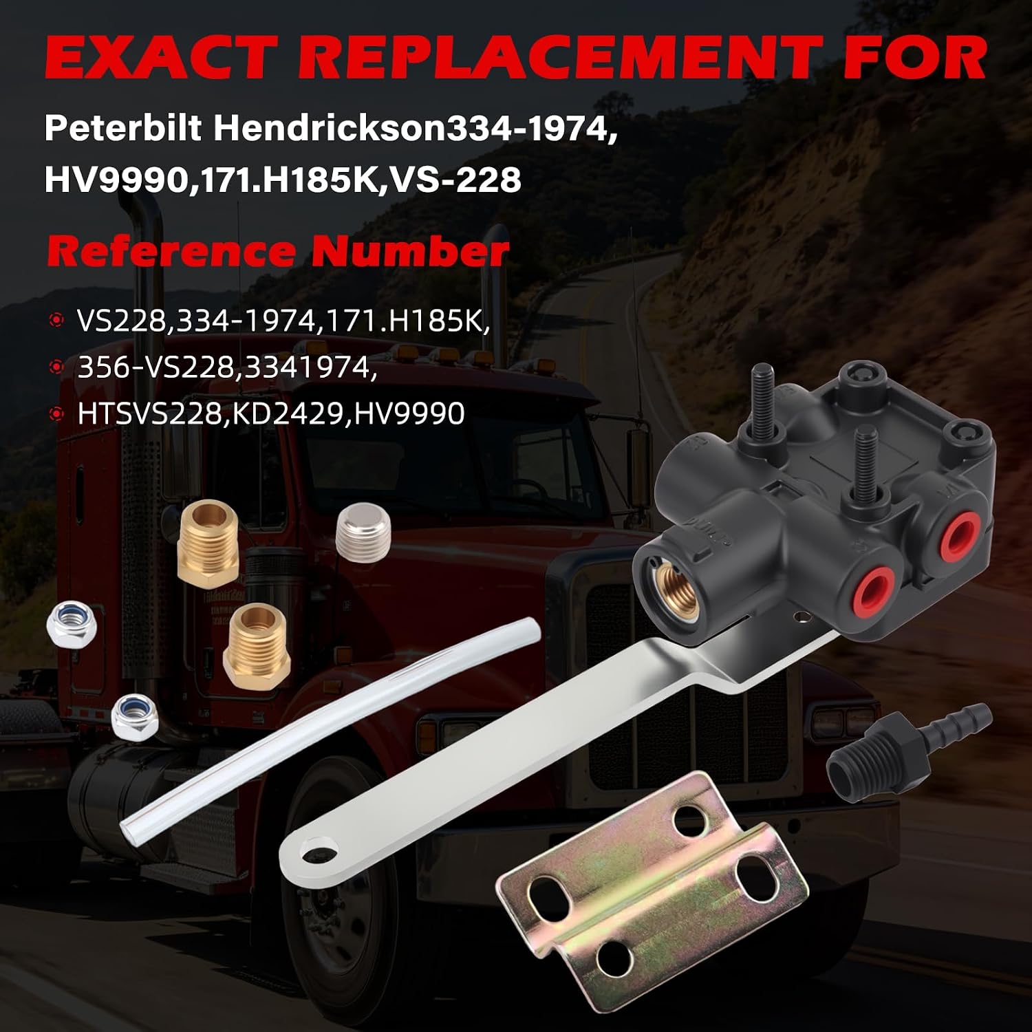 334-1974 Air Height Control Valve - Exact Replacement for Peterbilt 3341974 & Hendrickson HV9990, VS228 | Heavy Duty Truck Suspension Leveling Valve to Restore Ride Stability