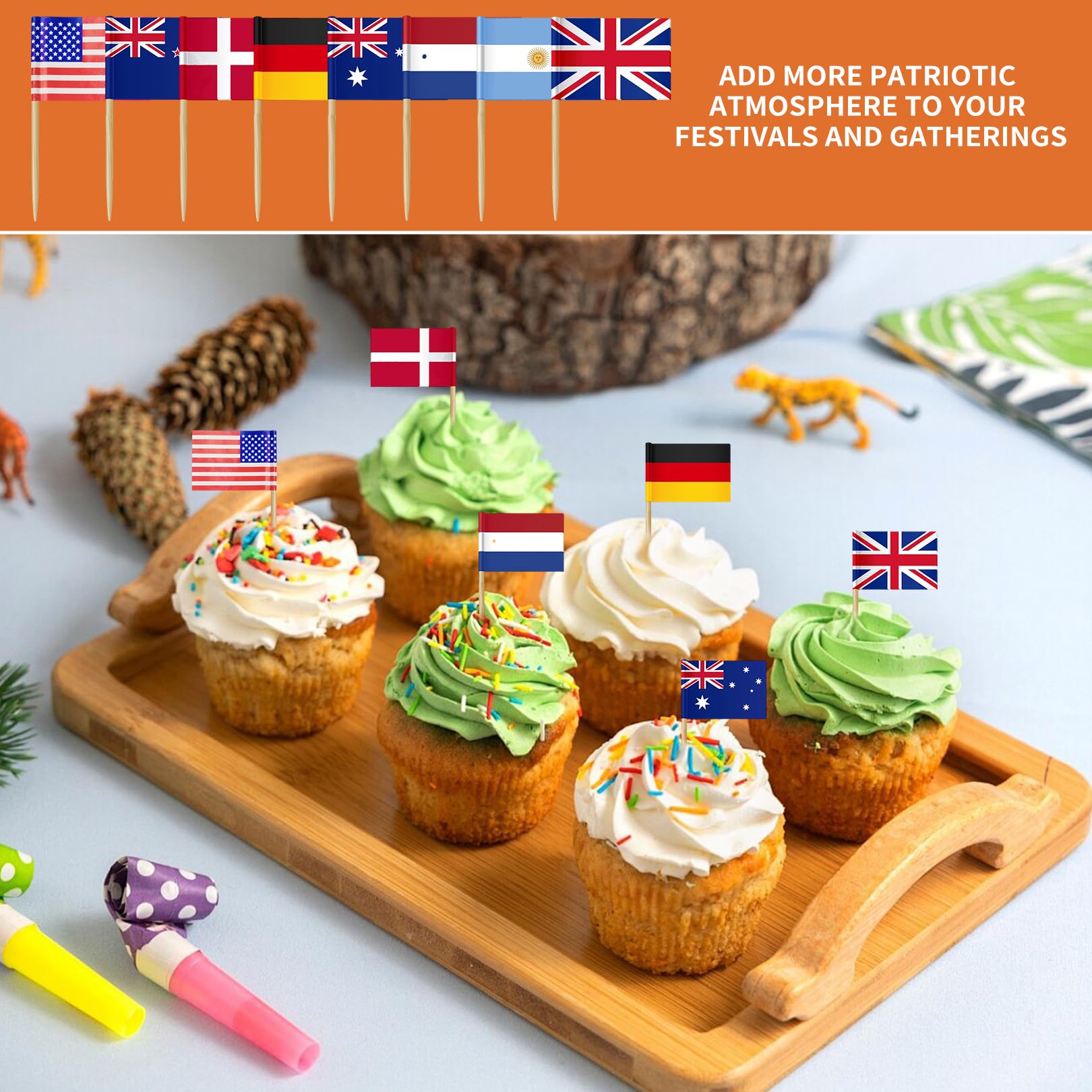 Drapeaux du monde Set 100 Pièces Mini Drapeaux Cure-dents 3,5x6,5 cm Décoration