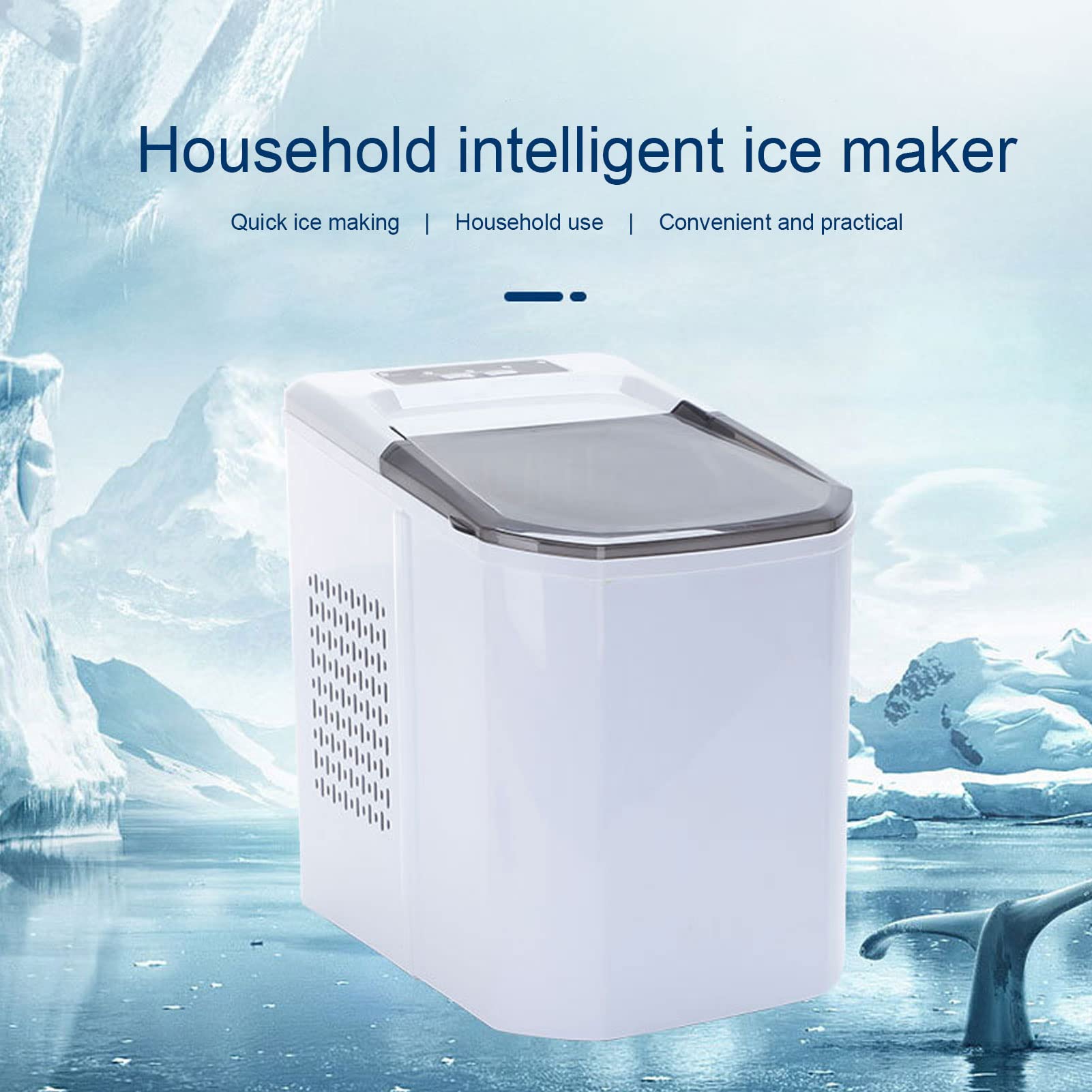 Máquina Para Fabricar Hielo Para Encimera, 9 Cubos En Un Ciclo De 8 Minutos, Práctica Para Bares Domésticos, Oficinas Y Más(Eu plug 220V)