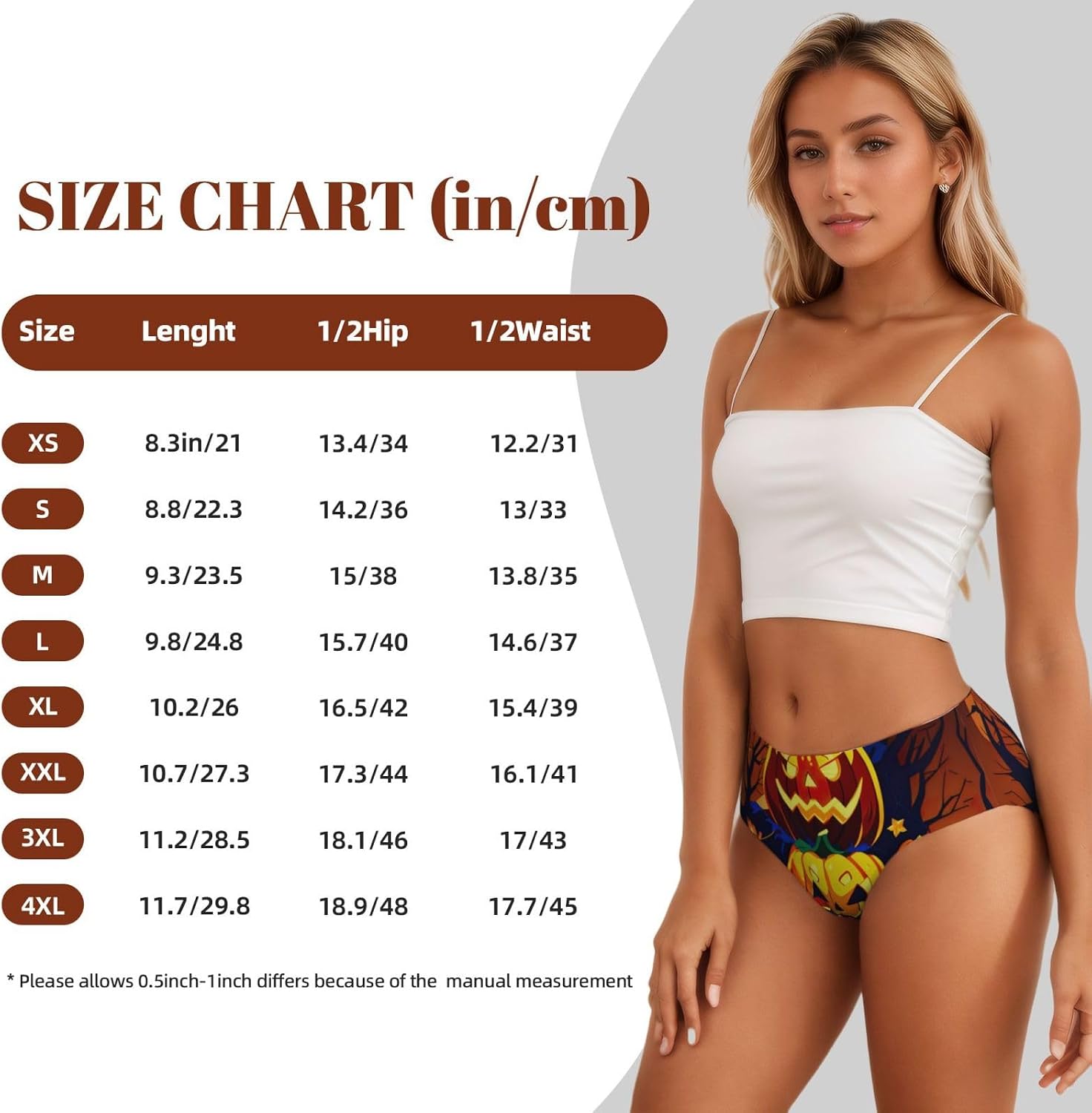 Halloween Pumpkin Print Women'S Briefs Underwear,Comfortable Panties For Women,Everyday Essential