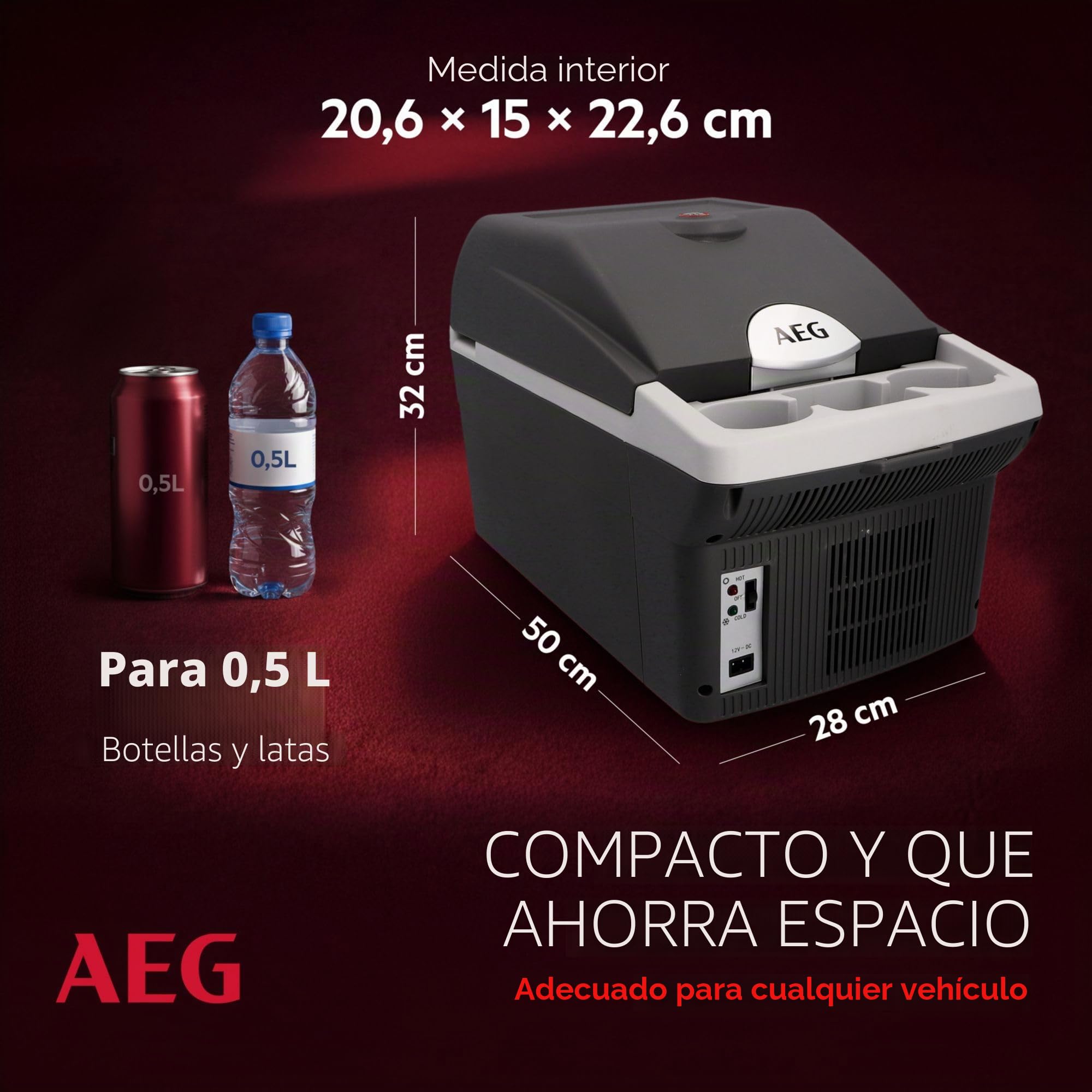 AEG Automotive Board-Bar BK 16 enfriador y calentador termoeléctrico 16 litros, 12 voltios para coche y enchufe, se puede conectar al coche