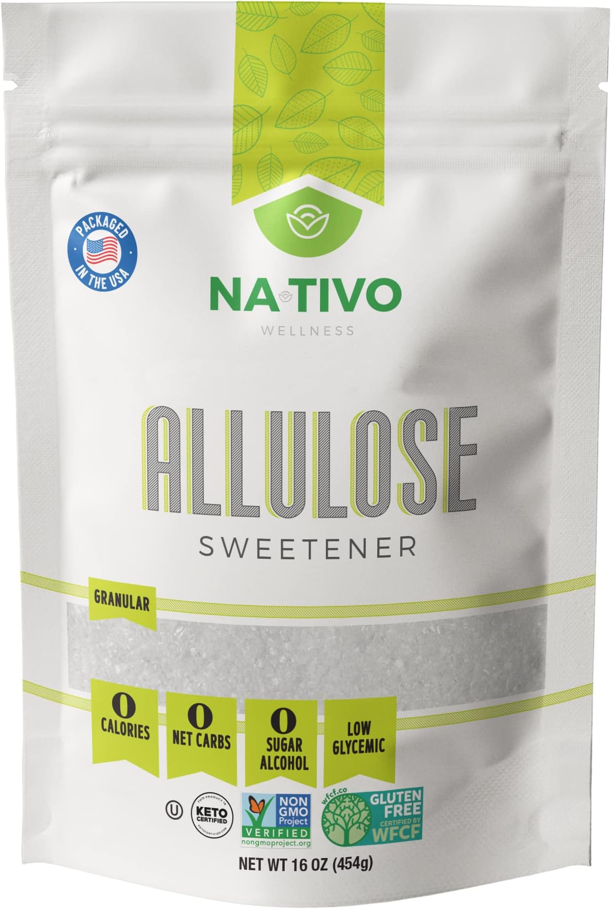 Nativo Allulose Sweetener - Granular - Sugar Substitute - Keto & Paleo - 0 Calories - 0 Net Carbs - 0 Sugar Alcohol - Non GMO - Low Glycemic - 1 Pound bag