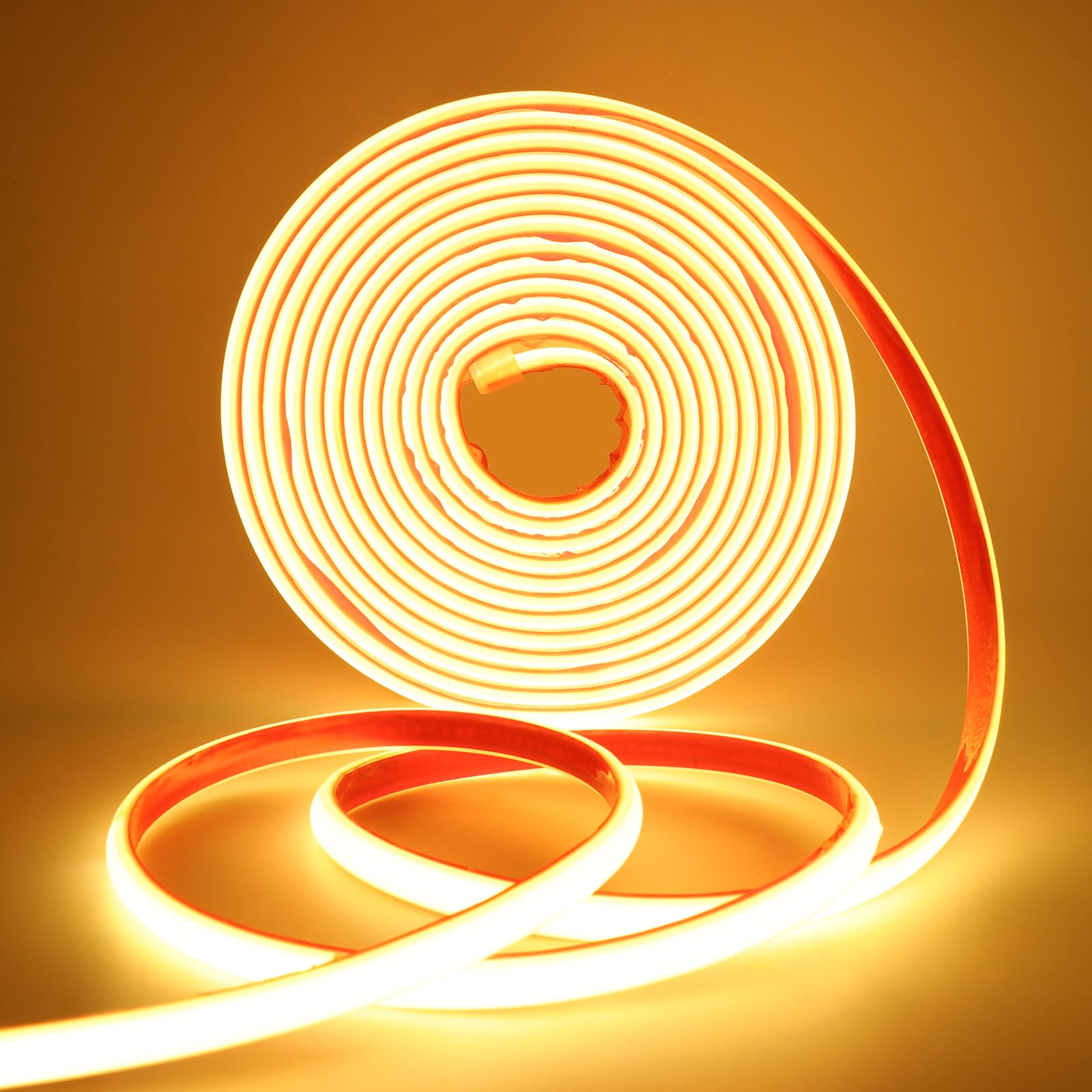 AC220-240V Neon LED Streifen Selbstklebend, 8M 288LEDs/m Superhell Flexible FCOB LED Leuchtband (Schnitt alle 50cm), IP65 Warmweiß COB LED Band mit Stromkabel für Weihnachten, Party-Deko