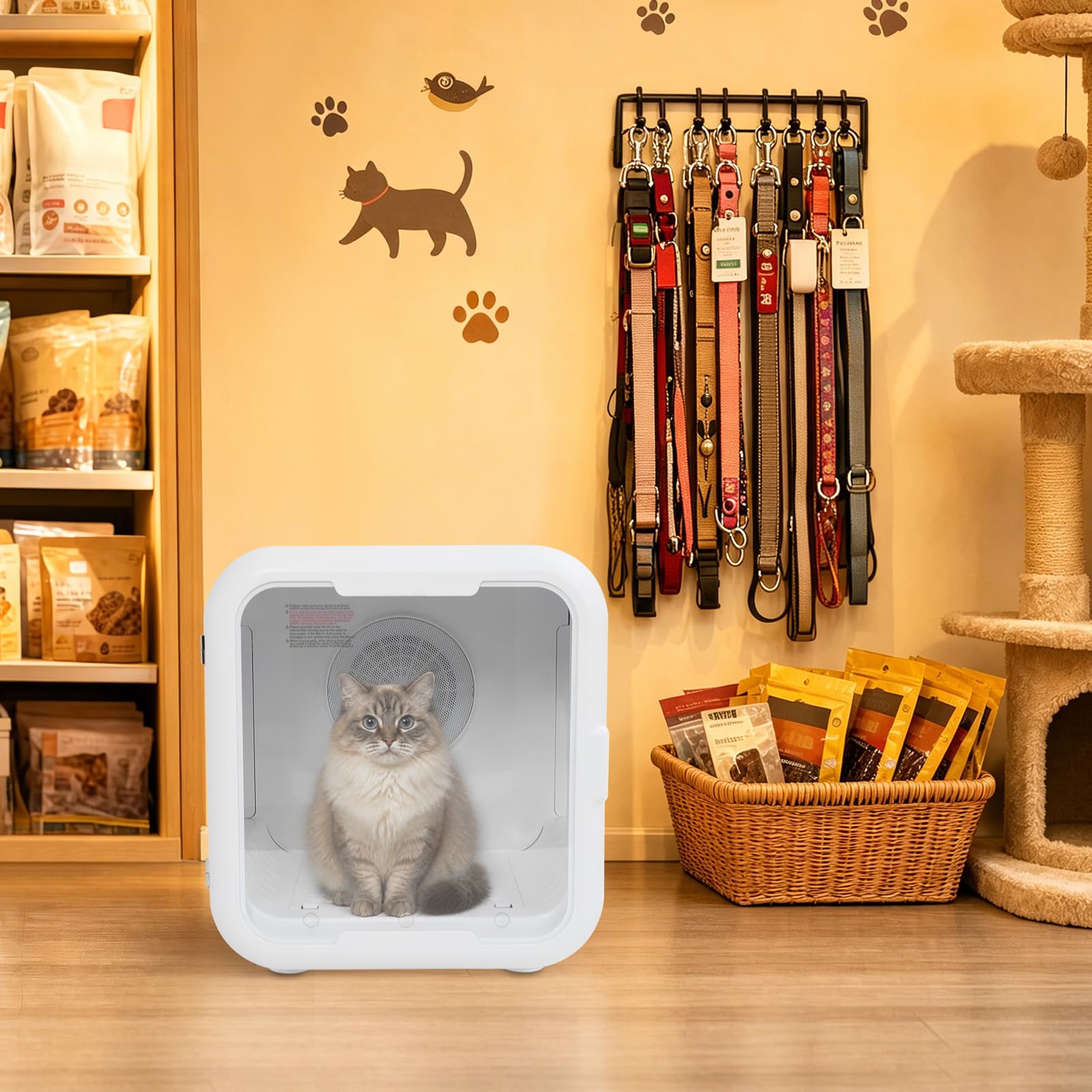 Asciugatrice automatica per animali domestici, 800 W, 22-45 °C, timer 10