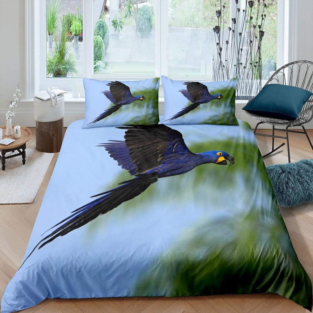 Parure de couette 240x220 cm animaux 3D avec 2 taies d'oreiller pour lit 2 personnes