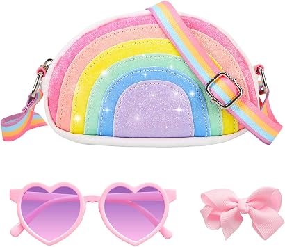 Toddler Rainbow Purse for Kids Gift Set Little Girls Cute Crossbody Bag