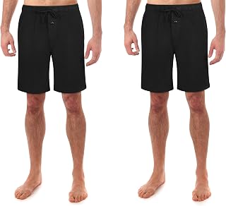 Men's Jersey Knit Sleep Shorts - 100% Cotton Sleepwear Pajama Shorts with Drawstring & Pockets | 2-Pack