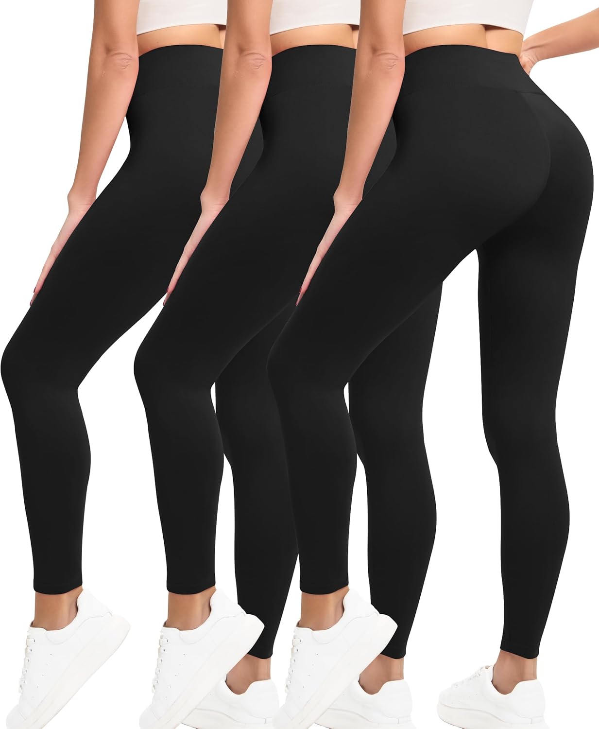 VALANDY Creamlush 3 Pack Leggings for Women-High Waisted Buttery Soft Stretch Yoga Lounge Pants