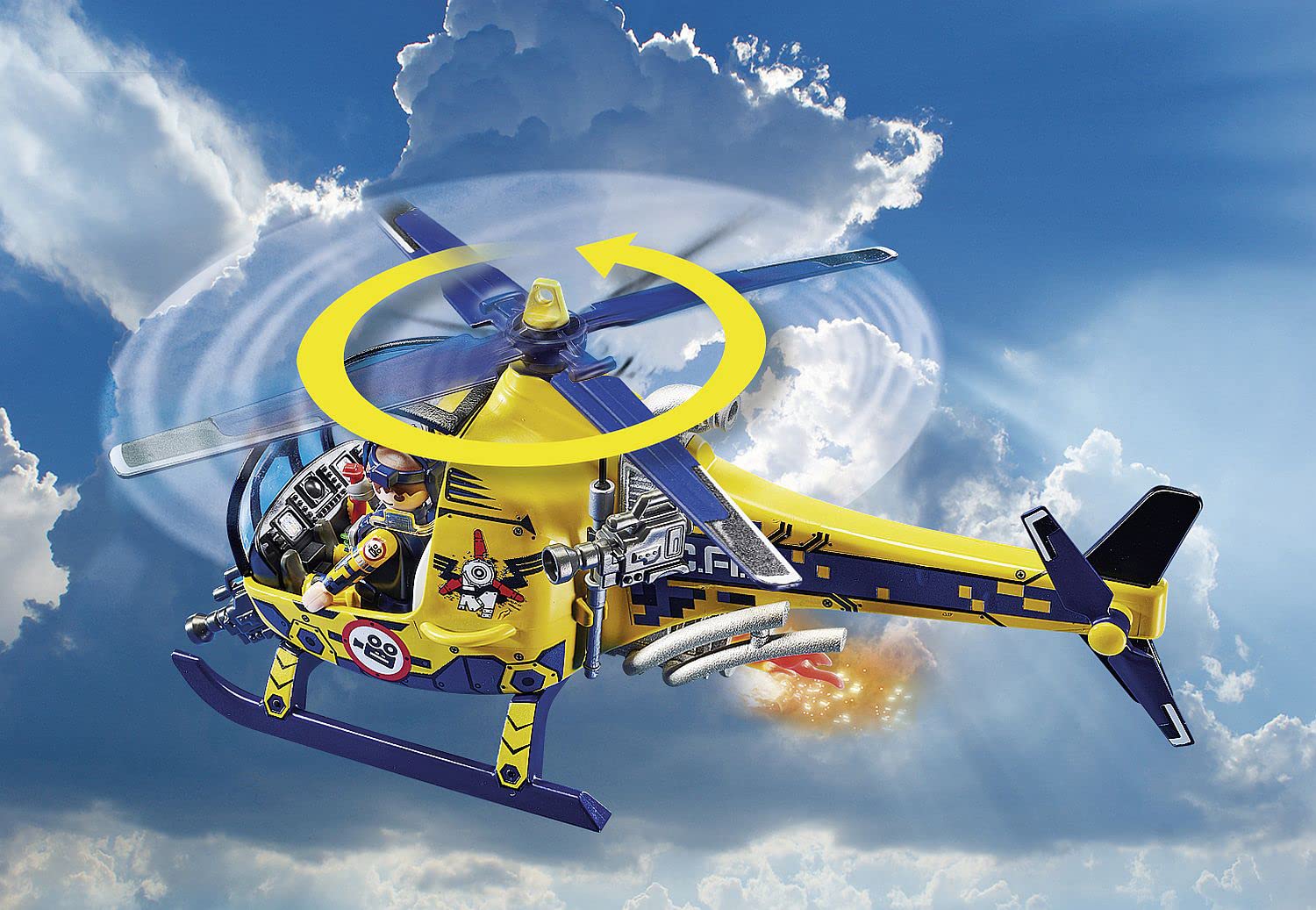 PLAYMOBIL Air Stuntshow 70833 Helicóptero Rodaje de película, Avión de Juguete con tripulación, Juguetes para niños a Partir de 5 años