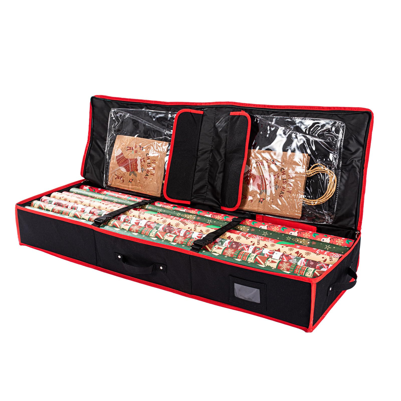 Geschenkpapier Aufbewahrungstasche Organizer,Faltbare Geschenkpapier Tasche,600D Oxford Gewebe Geschenkpapierrollen Aufbewahrung,Schrank Tasche Schutzbezug (Schwarz, 101x36x14cm)