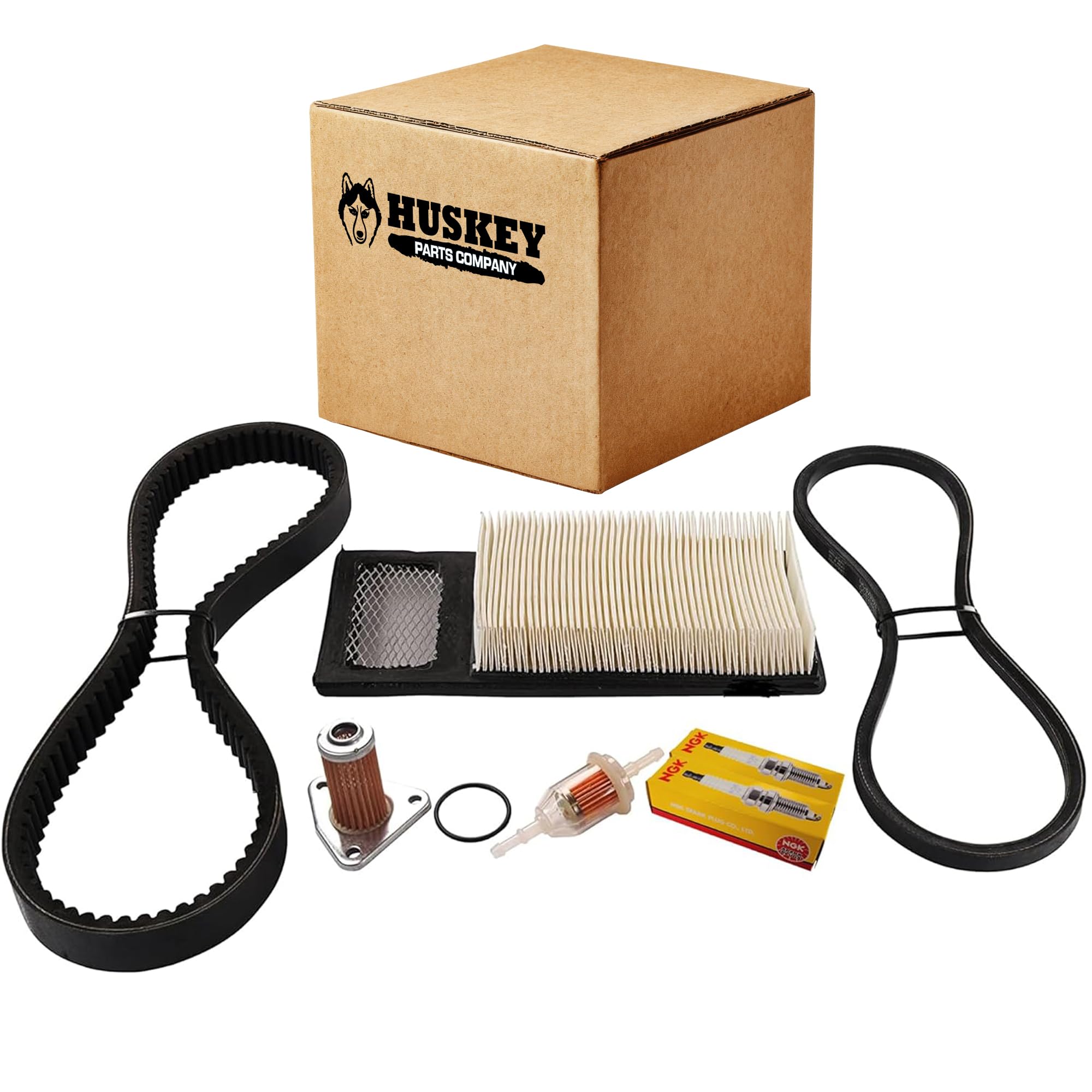 Huskey Parts Company Golf Cart Tune Up Kit for EZGO TXT 1994-2005 295/350cc 4 Cycle Model, Clutch Drive Belt, Starter Generator Belt, Air Filter (Flat