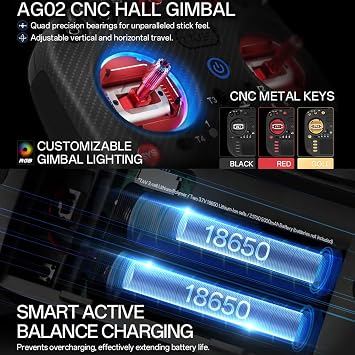 Radiomaster TX15 Max 3.5inch IPS Touchscreen Radio Controller ExpressLRS with AG02 CNC Hall Gimbal Built-in Gyro Microphone (Gold FCC Mode 2 with 5000Mah)