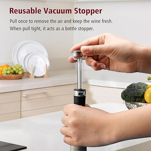 Miniatura 6 de Juego de abridor de vino eléctrico, abridor automático de vino y aireador, juego 6 en 1 recargable, abridor de botellas de vino eléctrico, regalos