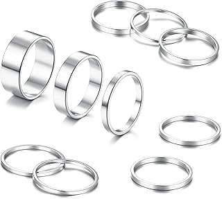 HAIAISO Silver Rings for Women Non Tarnish Stainless Steel Rings Set Dainty Gold Band