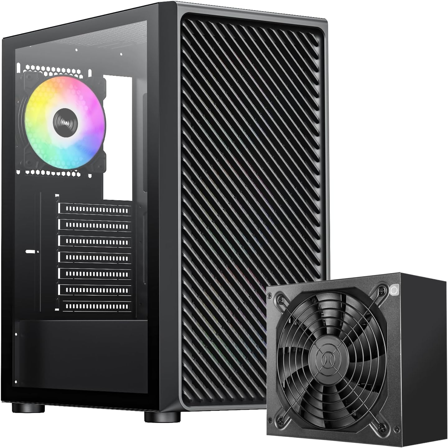 RAIDMAX Vector V Series Gaming Case with 80+ 700watts and 4 Pre-Installed Static RGB Fans, ATX Mid Tower Case, Airflow Gaming PC, Tempered Glass (CS-V211TBSP700)