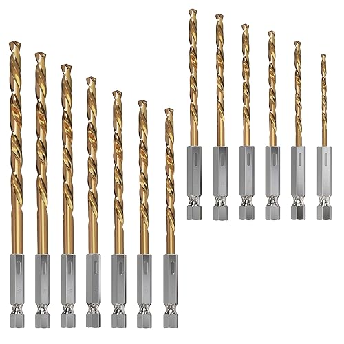 Miniatura 6 de Juego de brocas métricas HSS de 10 piezas, vástago hexagonal de 14 de pulgada, 0.177 in, chapado en titanio, de acero y madera, PVC, diseño de