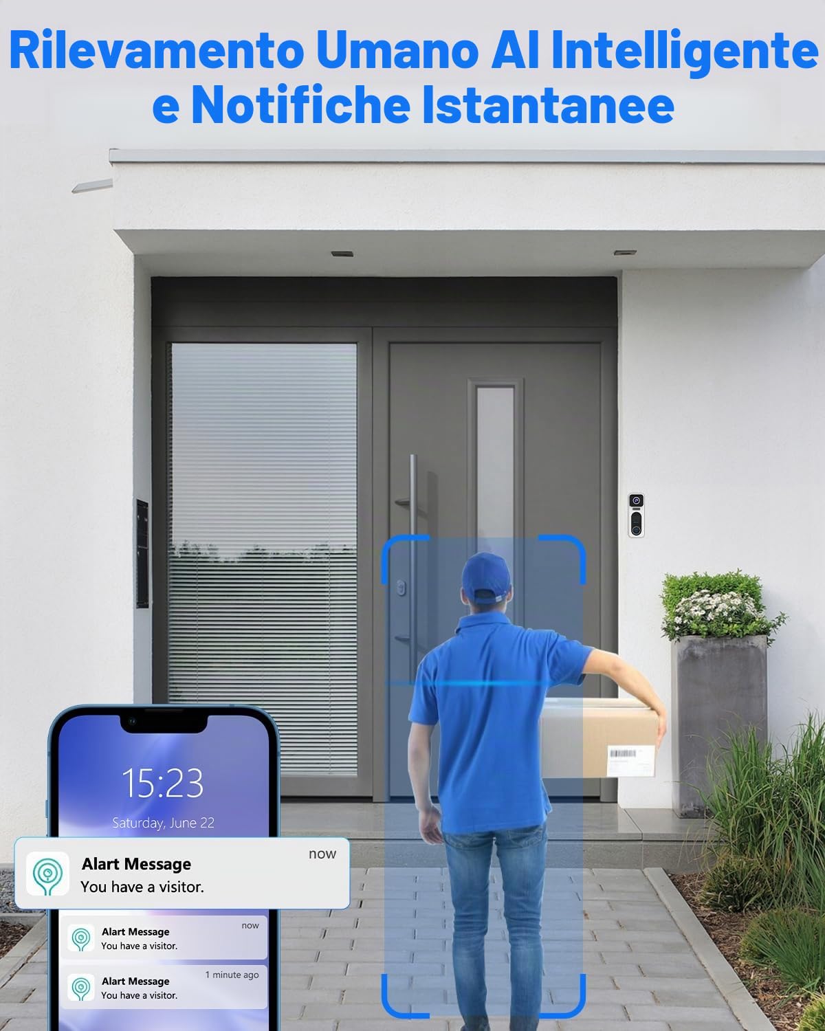 UCOCARE 4MP Citofono senza fili da Esterno, WiFi Campanello, Video Citofono con Telecamera, Scheda Memoria 32 GB Inclusa, Nessun Canone Mensile, Rilevamento Movimento, Visione Notturna, Videochiamata