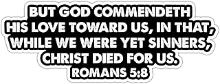 Romans 5 8 Sticker - Christian Gospel Verse Decal, Scripture Stickers for Laptop, Notebook, Journal, Ideal Gift for Christian
