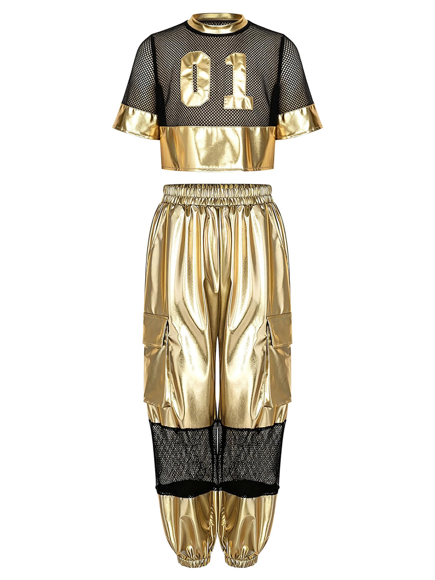 Niños Conjunto Top Cortado Y Pantalones Brillantes Niñas Hip Hop