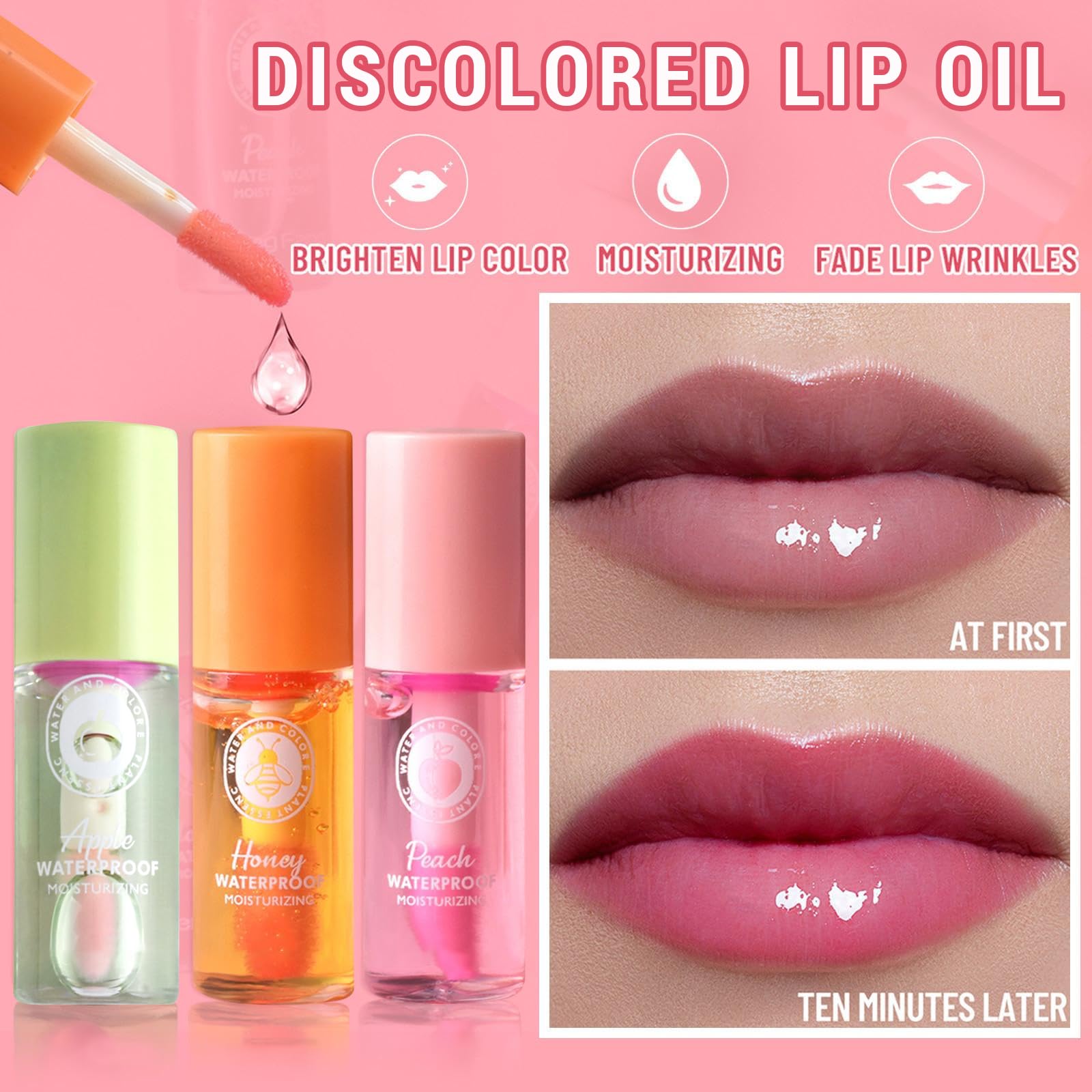 Funnaura 7 Pcs Mini Lip Oil Gloss Set, Fruit -flavored Lip Care for Teenage Girls, 7 Pcs Multicolor, 0.5 ml (Pack of 7) - Image 3